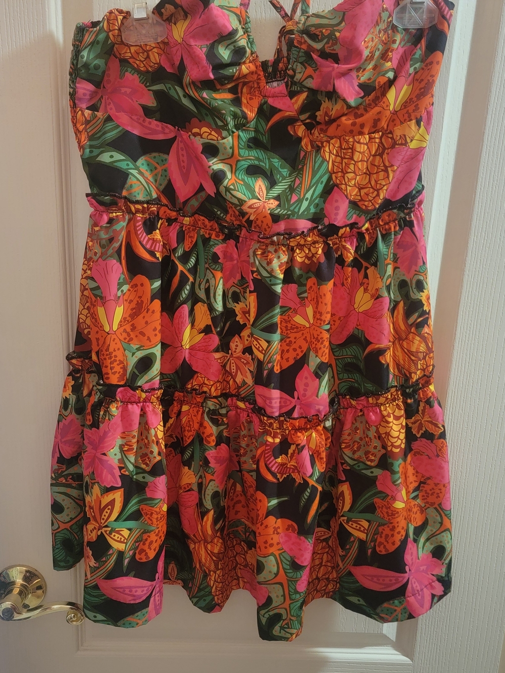 Tropical Floral Tiered Sundress in Pink & Orange